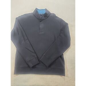 Lands End Men's Pullover Long Sleeve Navy Mock Collared‎  Size Medium